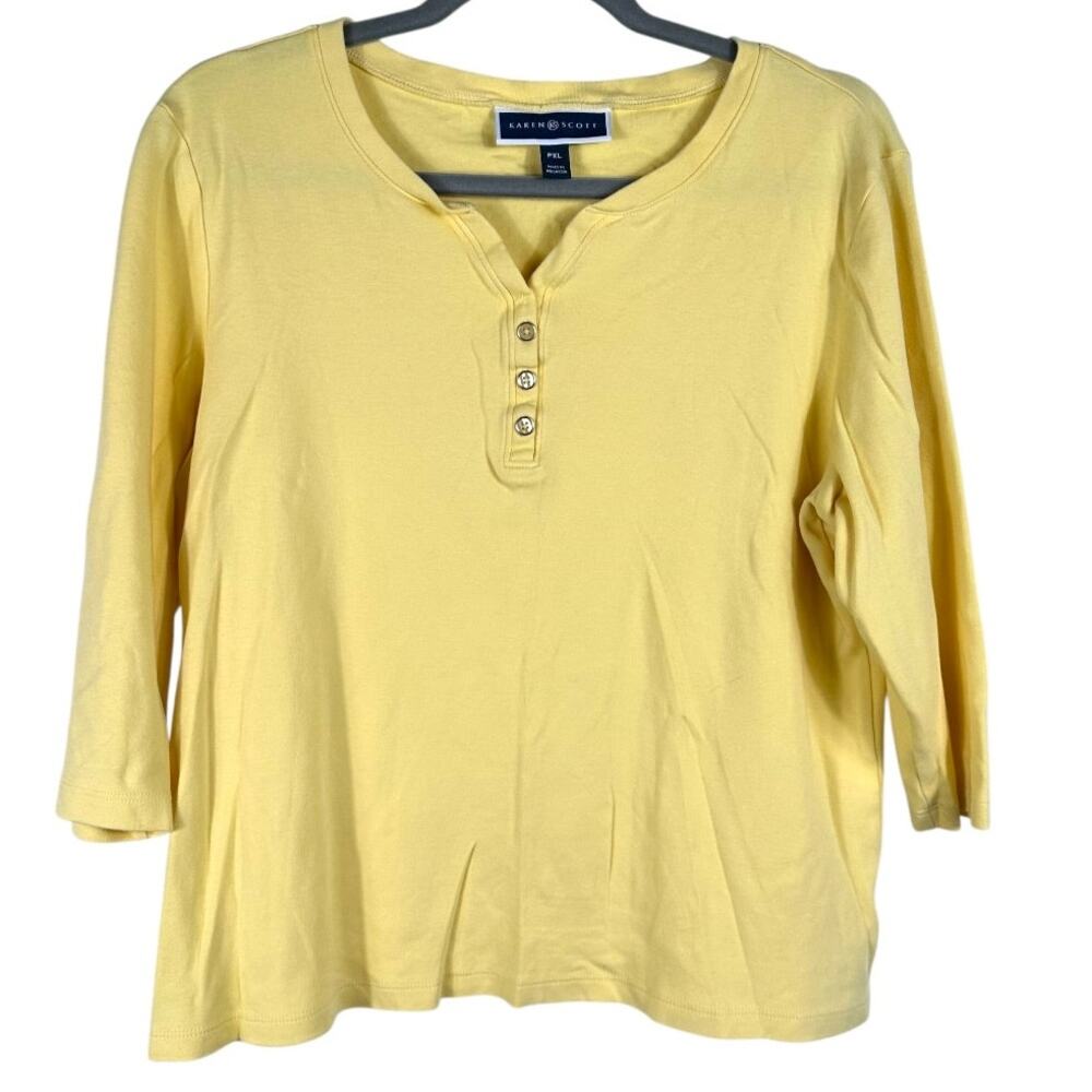 Karen Scott Yellow Top Size Petite XL